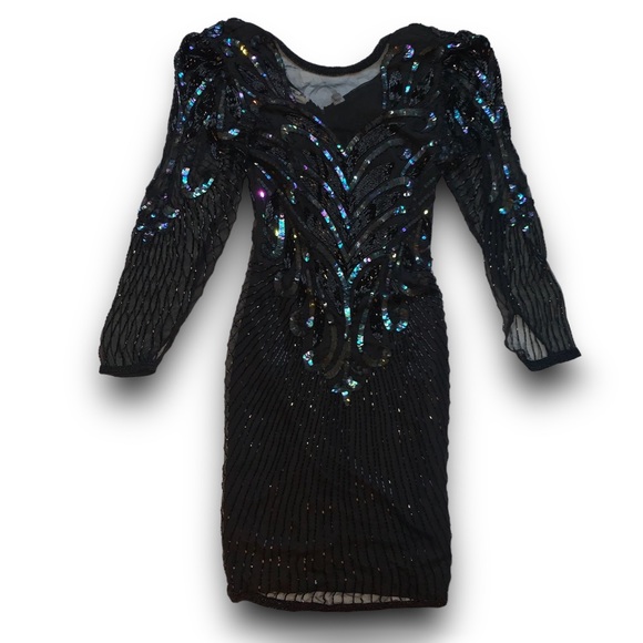 w o w :: Vintage Glamorous Fitted Sequin Beaded Gatsby Dress - Picture 12 of 16